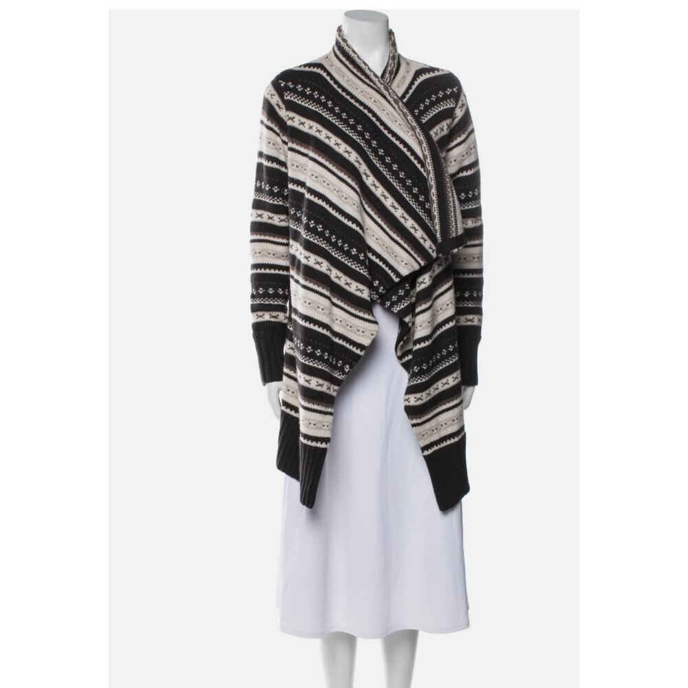 Alice + Olivia Women’s 100% Wool Open Front Brown Cardigan Sweater Size Large - Picture 2 of 7